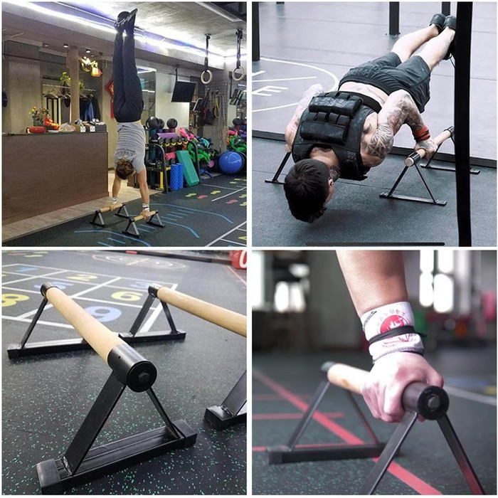 Паралельні тренажери для калістеніки, з міцною сталевою рамою та нековзною конструкцією інверсійної перекладини, підходять для фітнес-вправ без обладнання та вправ на підлозі в домашньому спортзалі, вантажопідйомність до 150 кг, чорні