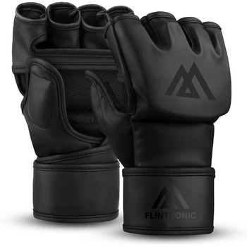 Рукавички Flintronic Fitness MMA, тренувальні рукавички для греплінгу, спарингу MMA з вентильованою долонею, шкіряні рукавички для спарингу для чоловіків та жінок для муай-тай, MMA, бойових мистецтв, кікбоксингу