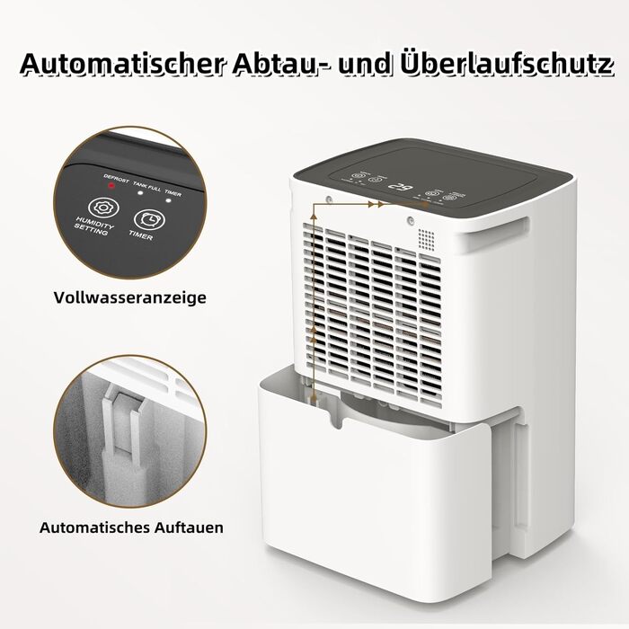 Осушувач повітря COLAZE 12 л за 24 години, компресорний тип осушення продуктивність автоматичний осушувач повітря для дому підвал