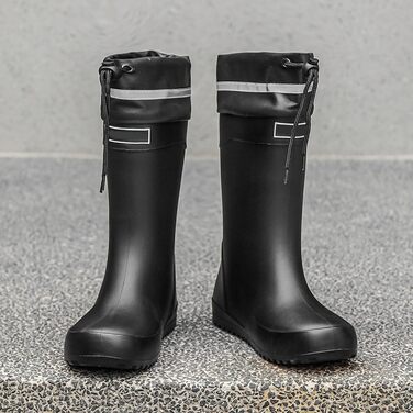 Жіночі гумові чоботи середньої висоти, широкі, для походів, літні чоботи, нековзні, унісекс, гумові чоботи до щиколотки, чоботи для верхової їзди, водонепроникні, легкі, чорні, 41/EU