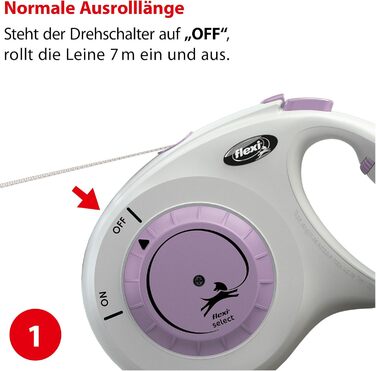 Рулетка-строп для собак до 25 кг, сіро-ліловий, регульована довжина 0-7 м