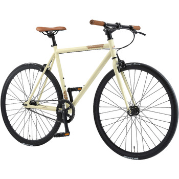 Велосипед BIKESTAR Singlespeed 700C 28 дюймів, міський, з фіксованою рамою Шосейний велосипед з рамою 53 см, ретро, вінтажний, чоловічий/жіночий Безризиковий тест, бежевий та коричневий
