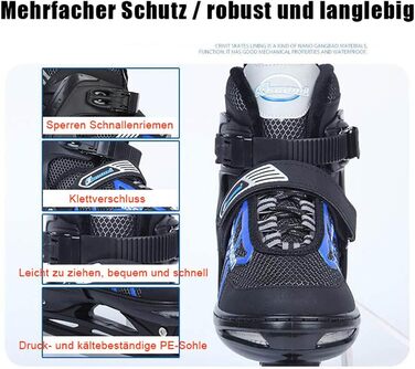 Регульовані хокейні ковзани для чоловіків, жінок, дорослих та дітей, ковзани з нержавіючої сталі, взуття для ковзання на льоду із системою швидкої шнурівки та застібкою-фіксатором для надійної фіксації, чорні/попелясті, L3942