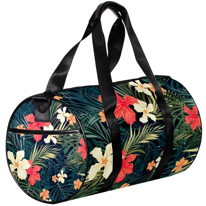 Спортивна сумка, маленька дорожня сумка, сумка для йоги, з тропічними рослинами та квітами, сумка для фітнесу на відкритому повітрі, ручна поклажа
