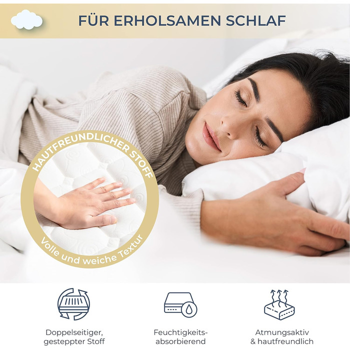 Двосторонній матрац 160x200 см, висота 18 см Гнучка жорсткість (H3 та H2), піна Сертифікований Oeko-Tex рулонний матрац, дихаючий 160x200x18 см