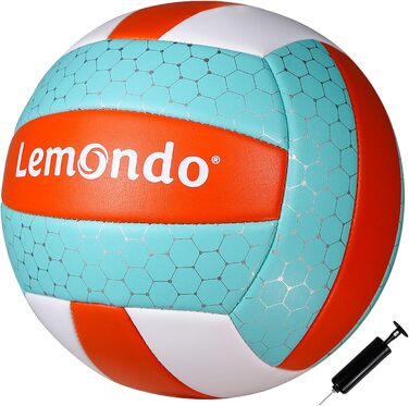 Волейбольний м'яч Lemondo, Розмір 5, М'який поліуретан (PU), Водонепроникний та нековзний, Для приміщень та вулиці (з насосом)