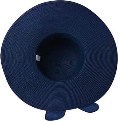 Жіноча солом&39яна капелюх-літній капелюх з бантом, пляжний капелюх, капелюх з полями, темно-синій, 56-58