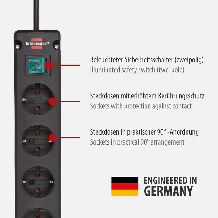Розетковий подовжувач з вимикачем (багаторозеткова розетка з розетками під кутом 90 градусів, подовжувач з можливістю кріплення та