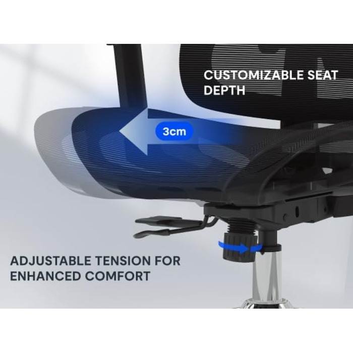 Ергономічне офісне крісло FLEXISPOT, стілець для роботи, 3D підлокітники, 3D підголівник, 5D регульована спинка, дихаюче сидіння, вантажопідйомність до 136 кг, ErgoX, темно-сірий, сірий Lite