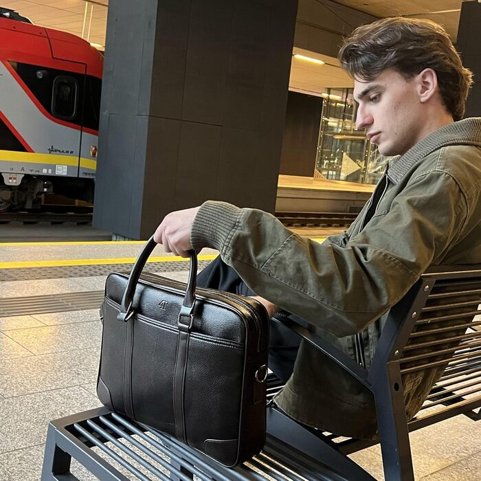 Преміальна сумка для ноутбука з екошкіри, унісекс через плече, портфель в елегантному дизайні, для ноутбуків 14/15,6/16 дюймів, ро