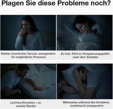 Матрац Novilla 140x200, H3 7-зонний пружинний матрац з кишеньковою структурою для цілеспрямованої підтримки, хвилеподібний шар комфортної піни для покращеної повітропроникності, сертифікований Oeko-Tex, висота 25 см x 25 см, 140 x 200 см