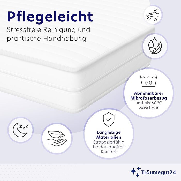 Матрац Trumegut24 AquaFlex 7-зонний 180x200 см Рівень жорсткості H4 Ергономічний матрац з холодної піни Гіпоалергенний та антибактеріальний Знімний та пральний чохол Сертифіковано Oeko-TEX (16 см, 180 x 200 см) 180 x 200 см 16 см