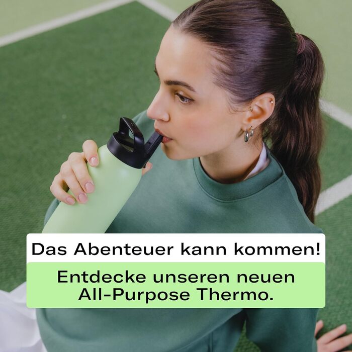 Термос Waterdrop універсального призначення 1 л Пляшка для пиття з трубочкою Ізольована нержавіюча сталь, зберігає напої холодними протягом 24 годин Гарячими протягом 6 годин Герметична та ударостійка Термокружка без бісфенолу А, чорна, 1000 мл