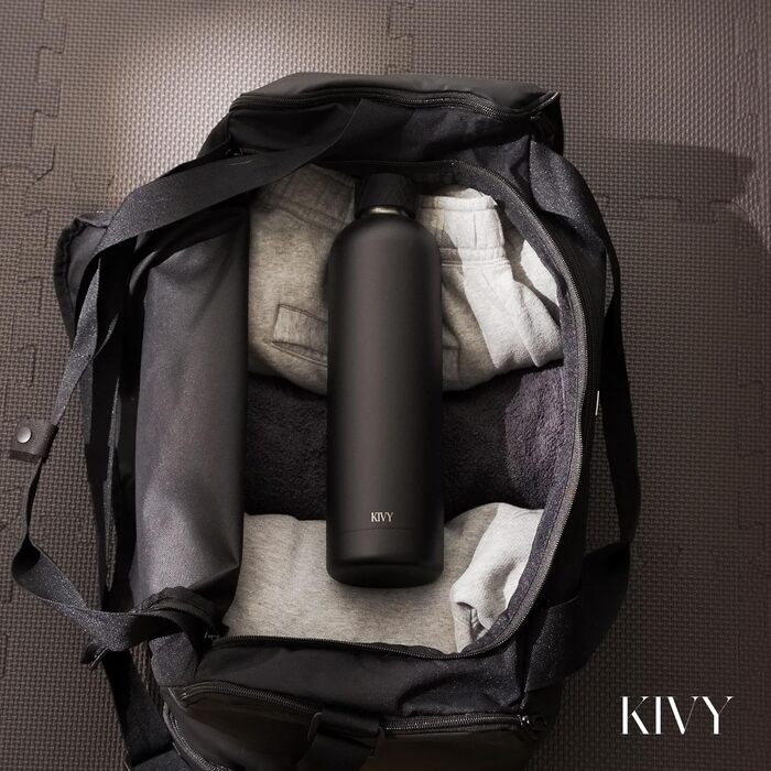 Ізольована пляшка для води 1 л з нержавіючої сталі - Герметична термопляшка 1 л - Підходить для газованих напоїв - Ізольована пляшка для води - Металева пляшка з нержавіючої сталі - Чорна пляшка для води - Двостінна 1000 мл Чорна