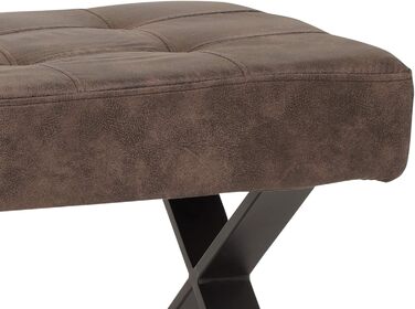 Обідня лавка Donna, зі спинкою, чохол Softex у вінтажному коричневому кольорі, Х-подібний металевий каркас кольору антрацит, 140x693 см Лавка зі спинкою