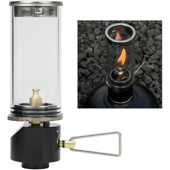 Ліхтар, паливні ліхтарі, газовий ліхтар для міні-кемпінгового ліхтаря, термостійке скло, чорний газовий ліхтар