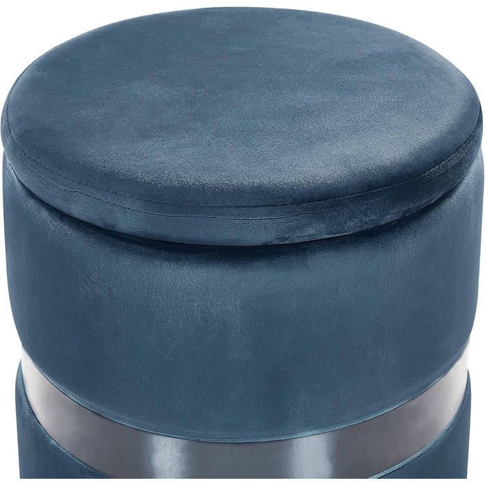 Пуф Beliani з місцем для зберігання, круглий, оксамитовий, синій, металевий, комплект з 2 шт., гламурний вигляд, табурети Doris