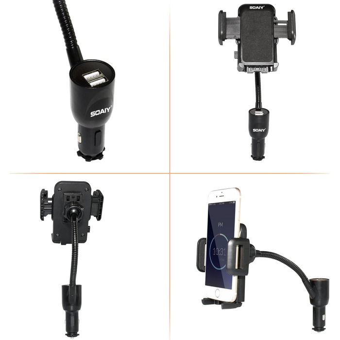 В-1 універсальний автомобільний тримач із зарядним пристроєм подвійний USB адаптер живлення прикурювача функція зарядки в т.ч. сві