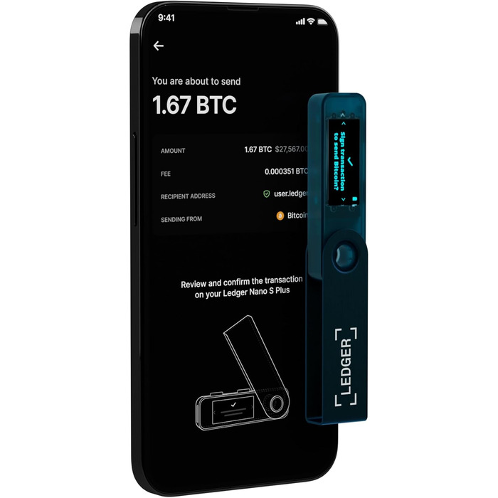 Апаратний гаманець Ledger Nano S Plus для захисту криптовалют, NFT і токенів (Sapphire Blue)