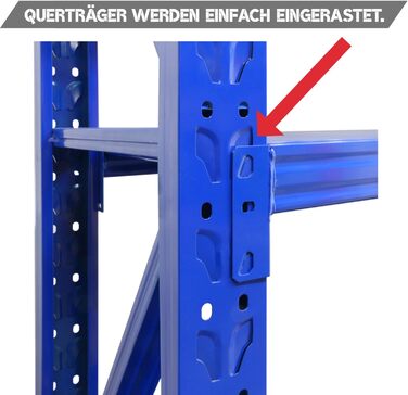 Сталевий надміцний стелаж Area1 200x200x50 см (ВxДxШ) Надійна промислова якість для складів, гаражів або підвалів 200 x 200 x 50 см