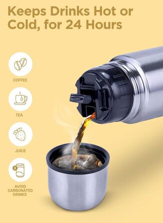 Термопляшка MILTON Thermosteel Flip Lid 1000, 1 л, сріблястий