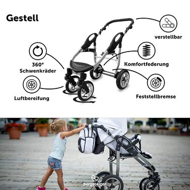 Коляска Bergsteiger Capri 3в1 коляска в комплекті з аксесуарами - дитяче автокрісло, кріплення для коляски, захист від сонця та по