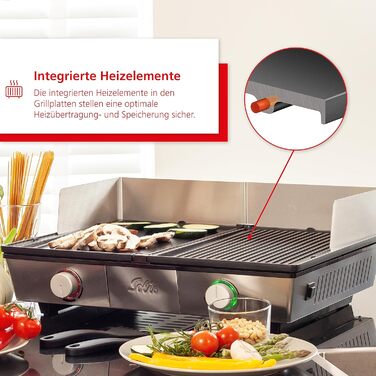 Електричний гриль - Гриль включаючи захист від бризок і 2 лопатки - Настільний гриль електричний - Нержавіюча сталь одинарна, 7951 -