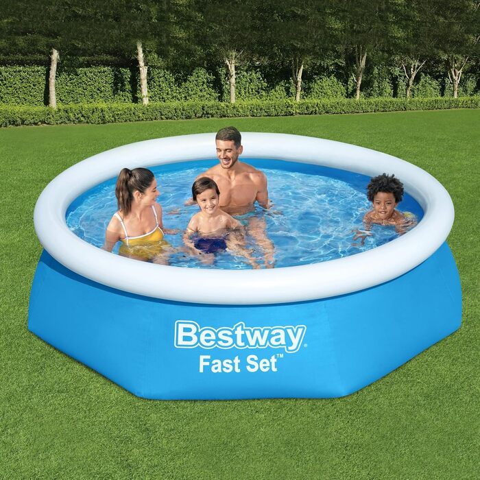Набір для наземного басейну Bestway Fast Set з фільтруючим насосом Ø 244 x 61 см, синій, круглий