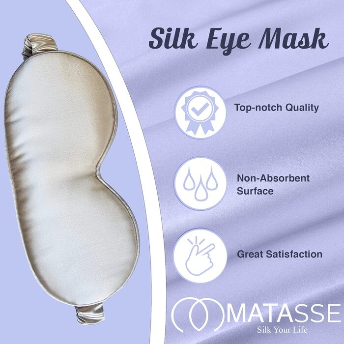 Шовкова маска для очей MATASSE Silk Your Life - 3D контурна маска для сну, чохол для очей, маска для сну з ремінцем для жінок, шам