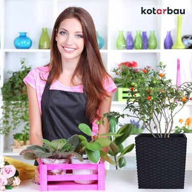 Горщики для квітів 9,8 л Висота 23 см Антрацит Пластиковий горщик для рослин з внутрішнім горщиком Набір горщиків для квітів під р