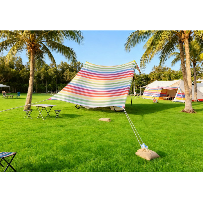Пляжний намет-тін, тент, пляжний сонцезахисний крем, водонепроникний, легкий, блокуючий та еластичний, парасолька від сонця, пляжні навіси (смуги, розмір L)