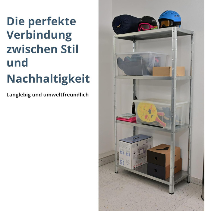 Система стелажів SCHULTE з 4 полицями PowerMAX, вантажопідйомність 50 кг, 137x75x30 см (ВxШxГ), оцинкована (полиця для зберігання, полиця для майстерні, полиця для підвалу, полиця для гаража, металева полиця)