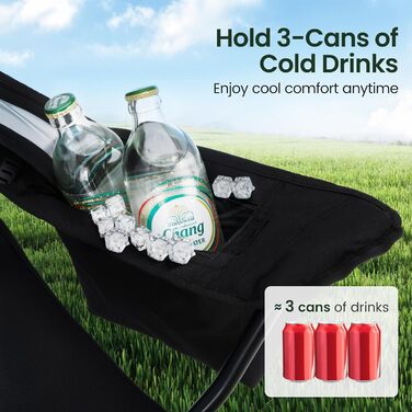 Складане крісло для кемпінгу HIGH POINT SPORTS, комплект з 2 шт. , витримує до 102 кг, крісло для кемпінгу, розкладне крісло з підсклянниками, розкладне рибальське крісло з підлокітниками, вуличне крісло, чорне