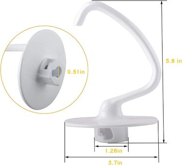 Заміна гачка для тіста для кухонного посібника K45 K45SS KSM90 4.5 QT Гачок для змішування на похилій основі, 45DH