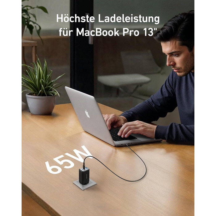 Компактний адаптер живлення USB-C для MacBook Pro, iPad Pro, Steam Deck, Galaxy S20, Dell XPS 13, Note 20/10, iPhone 15, Pixel Bla