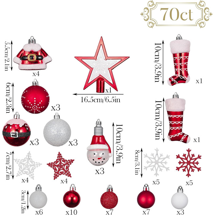 Різдвяні кульки 70 шт червоні Valery Madelyn