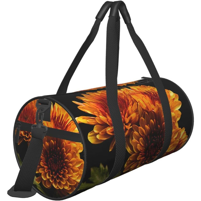 Спортивна сумка для подорожей, жовта, з квітковим принтом, сумка на ніч, чорна, універсальний розмір, дорожня сумка