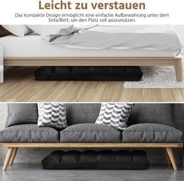 Складане підлогове крісло Yaheetech, лінивий диван, складне розслаблююче крісло, крісло для медитації, підлогове крісло з регульованою спинкою, крісло для читання для дому або офісу, чорний плюшевий