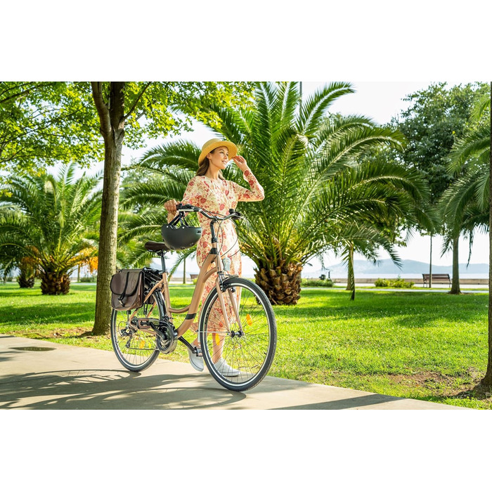 Велосипед Licorne Bike Stella Plus Premium City з алюмінієвими колесами 26 та 28 дюймів для дівчаток, хлопчиків, чоловіків та жінок - 21 швидкість - відповідає голландському стандарту StVZO, золотий колір, 28 дюймів