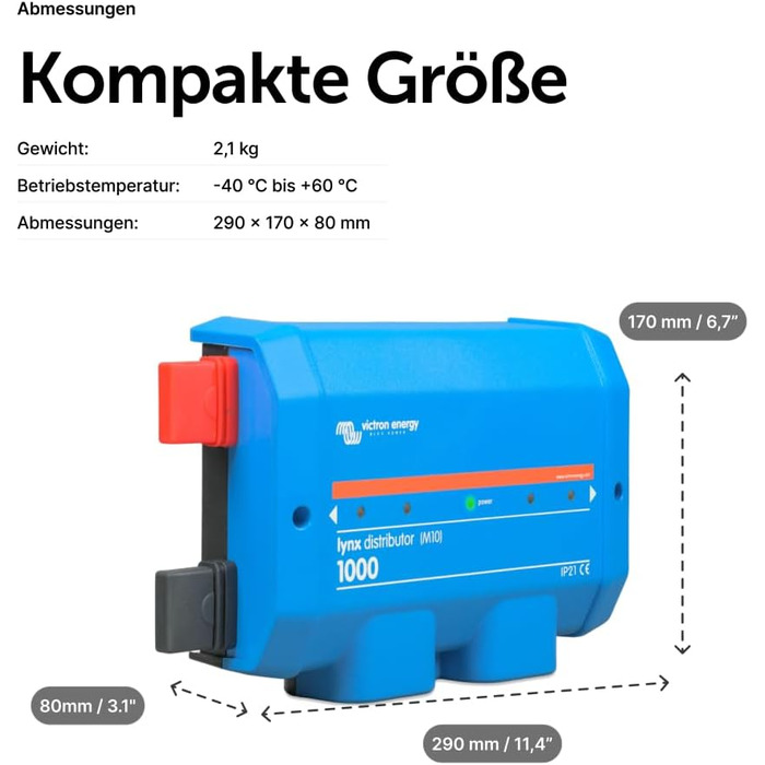 Розподільник Victron Energy Lynx M10 розподільник постійного струму 1000A з чотирма запобіжниками на виходах та моніторингом запобіжників через Bluetooth