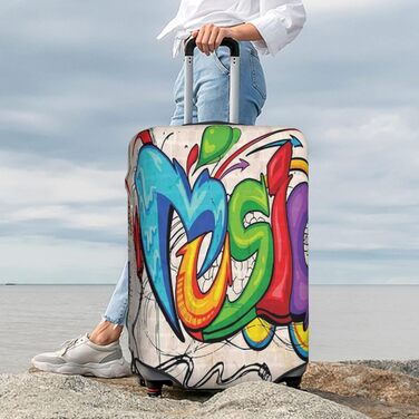 Чохол для валізи Музичний графіті, еластичний захист від подряпин, розмір 95