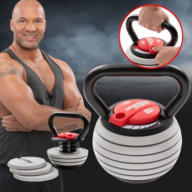 Регульована гиря Miweba Sports KB300 (3.4-18.0 кг), світло-сіра