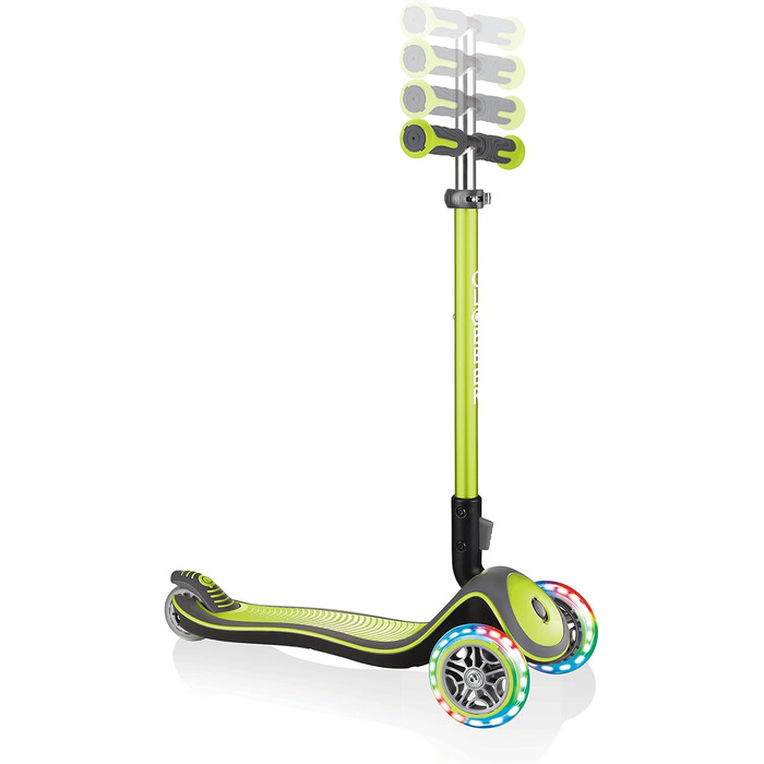 Самокат для дітей, 120/80 мм, ABEC 5, 3-колісний, регульований по висоті, світлодіодні колеса, салатовий