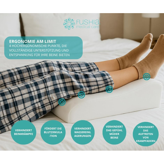 Подушка для ніг з м&39якою піною, ортопедична подушка для ніг з чохлом, який можна прати, для підтримки ніг та при поганому кровообігу (біла тканина)