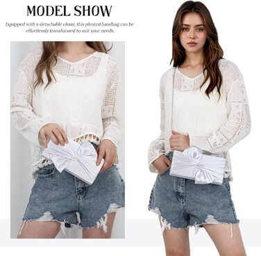 Елегантні атласні клатчі Fecialy для жінок, вечірня сумка з бантом, офіційні, для весільних вечірок та вечірок, сріблясте