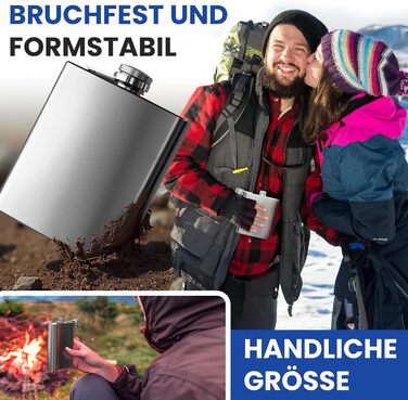 Фляга з нержавіючої сталі об&39ємом 0,5 л, срібляста, з гвинтовою кришкою - герметична, місткість 500 мл, 17x13x3 см - багаторазова пляшка для алкоголю, кишенькова фляга, півлітра, 18 унцій, 1 x 500 мл