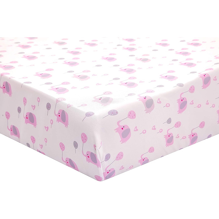 Комплект постільної білизни в дитячу колиску La Premura Baby Elephant для дівчаток - рожевий слон і повітряні кульки з 3-х частин