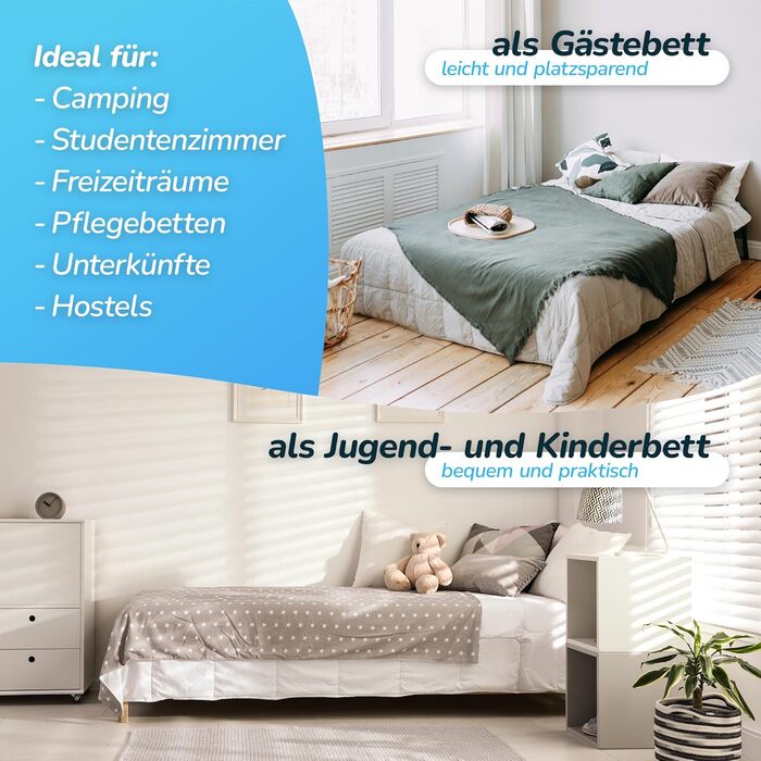 Матрац MSS eK Easy Active 60 x 120 x 11 см, що згортається, для дітей та дорослих, синій чохол, комфортна піна, 60 x 120 см