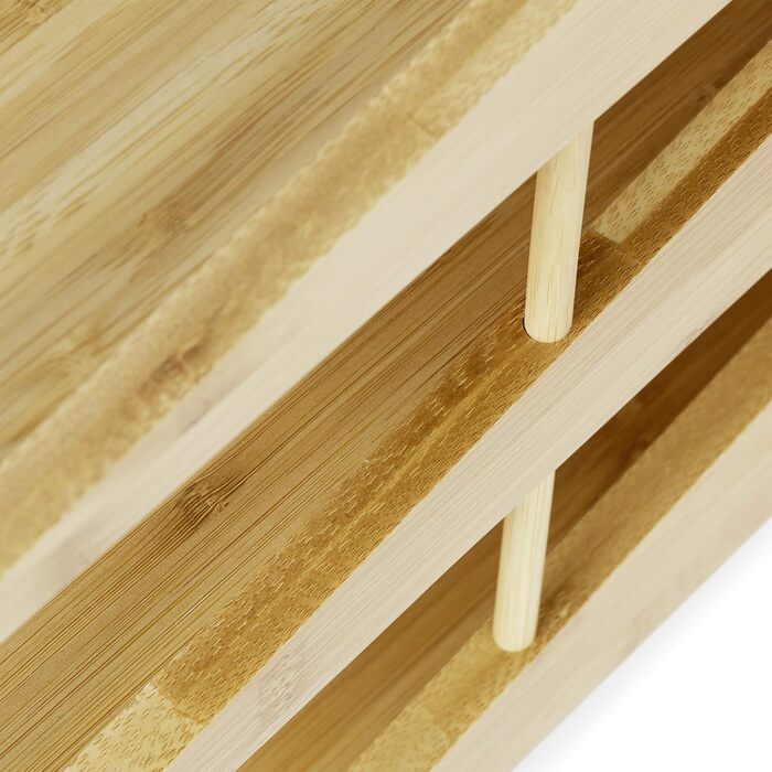 Бамбуковий лоток для документів Relaxdays, 3 відділення, штабелюється, лоток DIN A4 для офісу та столу, лоток для листів, натуральний одинарний