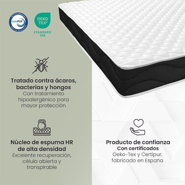 Матрац Homey Viscoelastic Mattress Sleep Pro, двосторонній (зима-літо), середньої та високої жорсткості, товщина 20 см, стійкий до кліщів, антибактеріальний та гіпоалергенний, 90 x 180 см